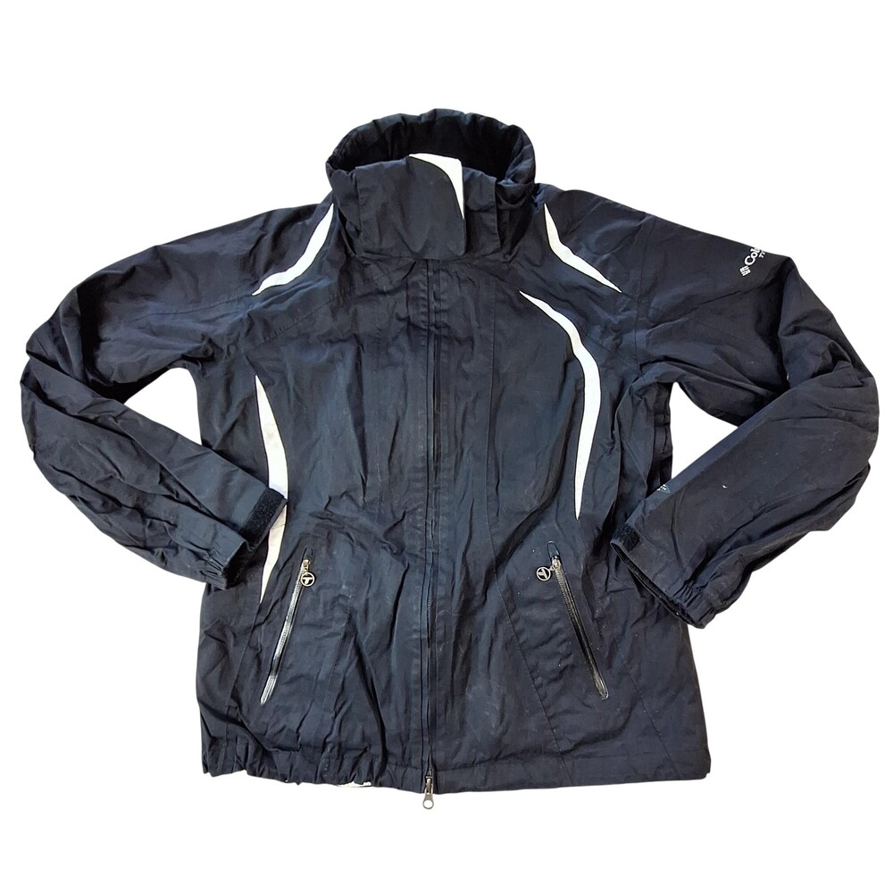 Columbia Titanium Jacket Womens Large Black Hooded Omni-Tech Interchange Ski